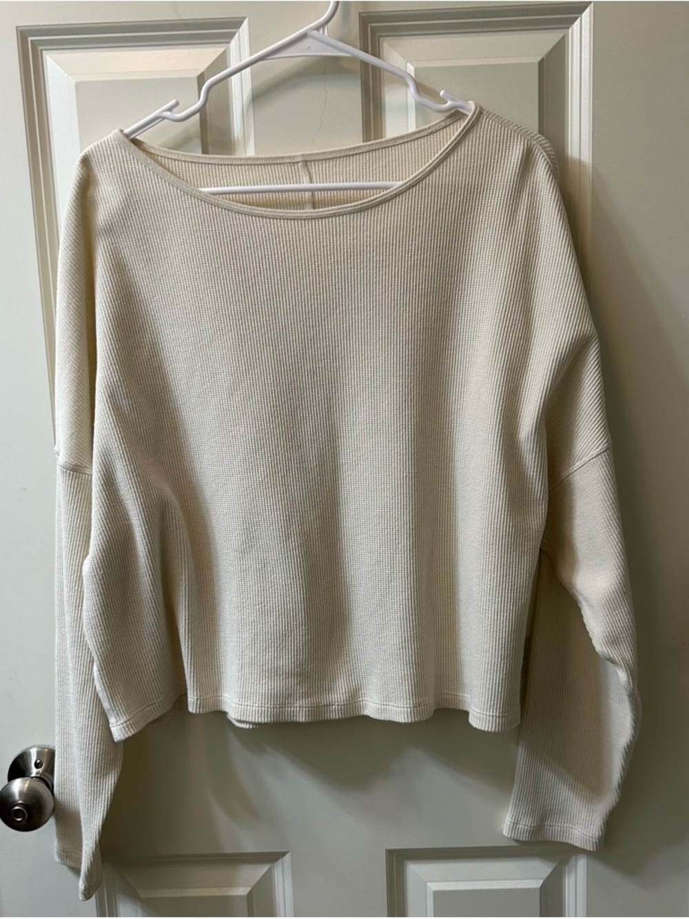Vuori Cream Ribbed Scoop-Neck Waffle